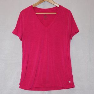 Gap Body Fuschia V-neck T-shirt with side ruching